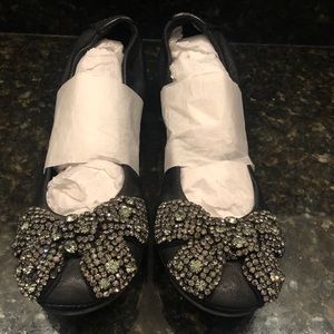 Tory Burch Rhinestone Bow Ballet Slipper Shoes
